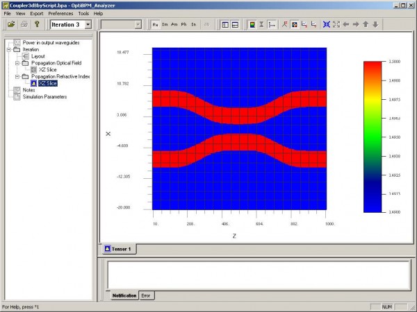 BPM - Figure 31 Propagation Refractive Index — XZ slice