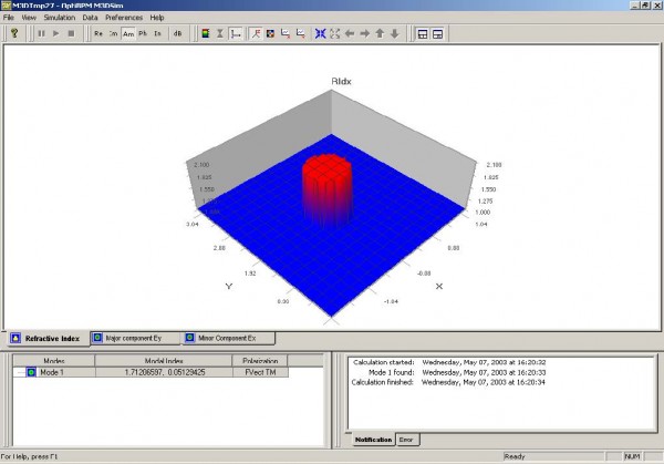 FDTD - Figure 72 Mode Solver interface—Refractive Index graph