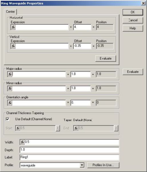 FDTD - Figure 16 Ring Waveguide Properties dialog box 4 Type