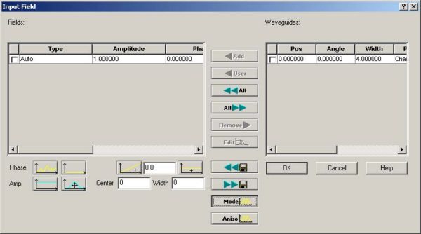 Optical BPM - Item in Waveguides-Fields window