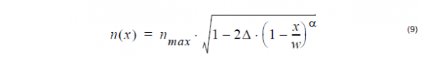 Optical Fiber - Alpha –dip profile equation