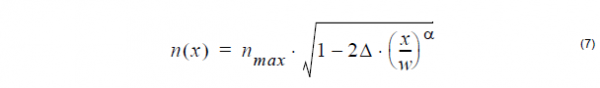 Optical Fiber - Alpha –peak profile equation