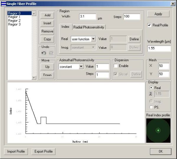 Optical Grating - Single Fiber Profile