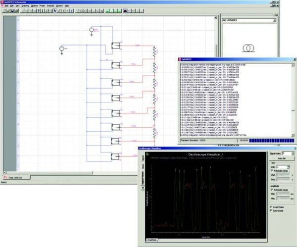 an optoelectronic circuit simulation software window